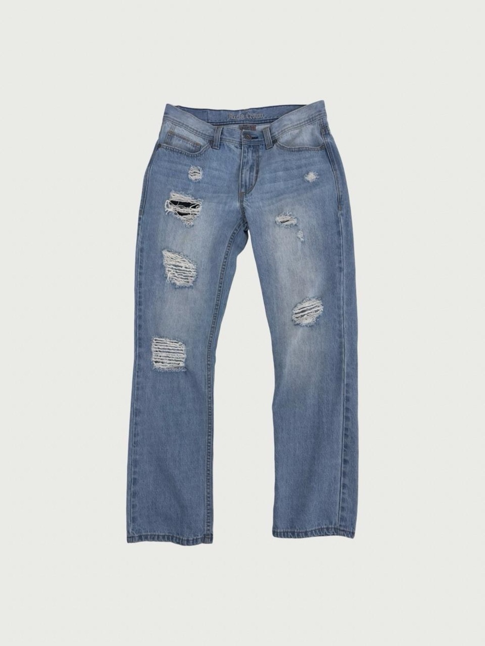 Distressed Light Wash Straight Leg Jeans